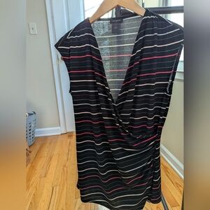 Ann Taylor Black and Pink & White Striped Blouse